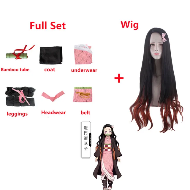 Adult Kids Anime Demon Slayer Kimetsu no Yaiba Kamado Nezuko Kimono Cosplay Costume Clothes A3
