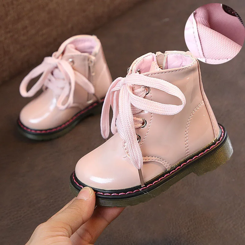 Cloth Pink JUSTSL/новые осенние детские зимние ботинки; детские зимние ботинки для девочек; обувь унисекс из искусственной кожи; детская зимняя обувь; размеры 21-30 - Цвет: Cloth Pink