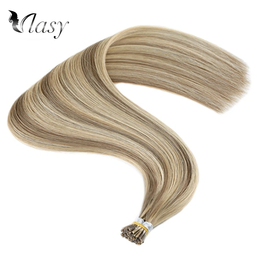 Vlasy 1g/s I Tip Hair Extensions Remy Fusion Stick Tip Hair Straight Double Drawn Keratin Pre Bonded Human Hair 20'' 28'' - Цвет: P14-24K