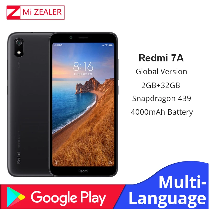 Глобальная версия оригинальный мобильный телефон Redmi 7A 2 ГБ 16 смартфон Snapdargon 439