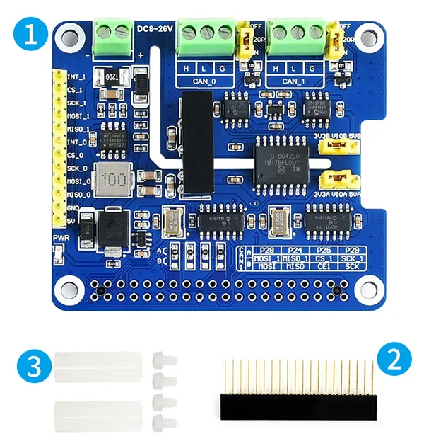 Raspberry Pi3b 4b+ двухканальный изолированный CAN шина Плата расширения поддерживает CAN FD