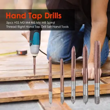 

5pcs Hand Tap Drill M3 M4 M5 M6 M8 Metal Processing Durable Long Service Life High Speed Steel Right Spiral Thread Tap Dies