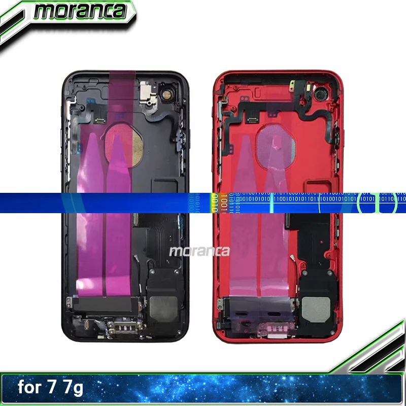 

For Iphone 7 7G or 7 Plus Back Middle Frame Chassis Full Housing Assembly Battery Cover Door Rear with Flex Cable Red Jet Black
