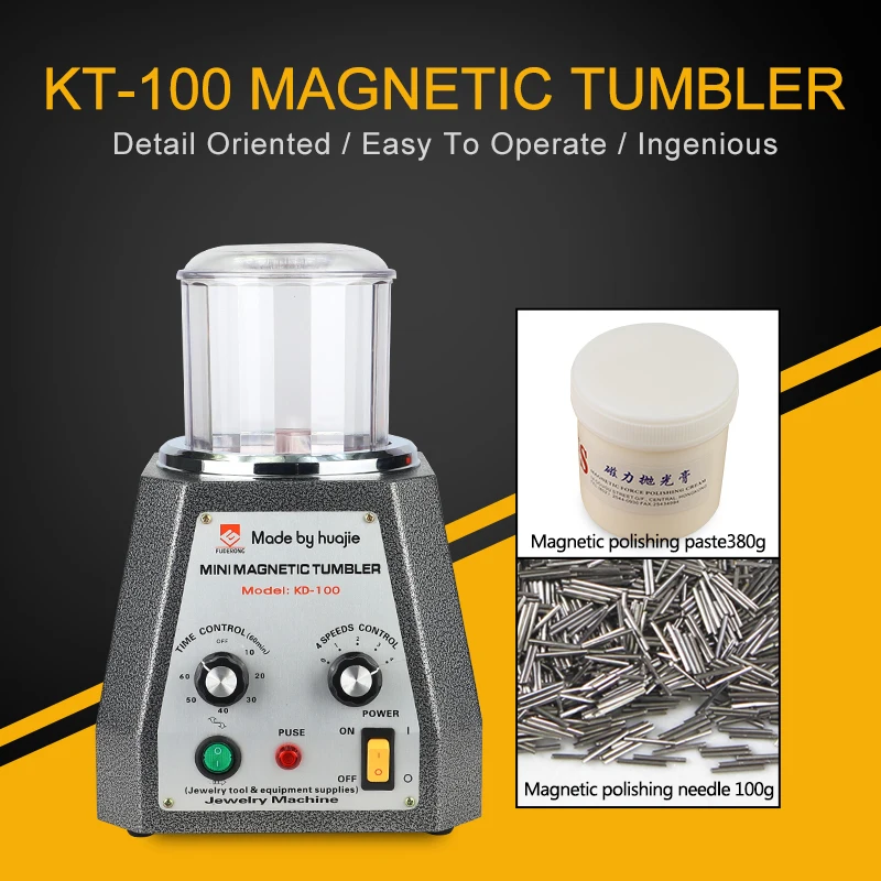HOT!KD-100 Magnetic Tumbler with 100g pins for free, Polishing Machine Mini Magnetic Jewelry Polisher Tumbler Jewelry Tools 1
