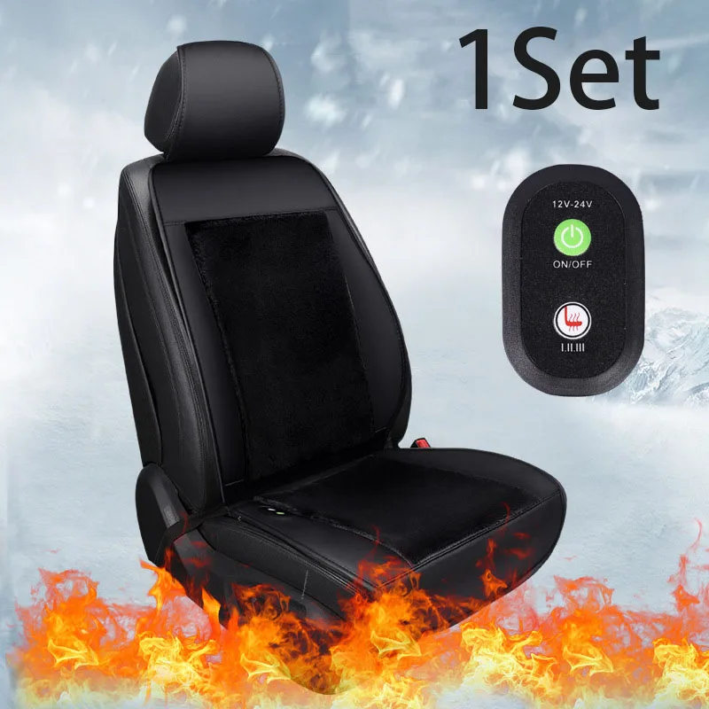 Black 1 set Автомобильный чехол на сиденье с подогревом Подушка Горячая Грелка подушка Высокое качество 12 В огнестойкая грелка покрытие идеально подходит для вождения зимой - Название цвета: Black 1 set