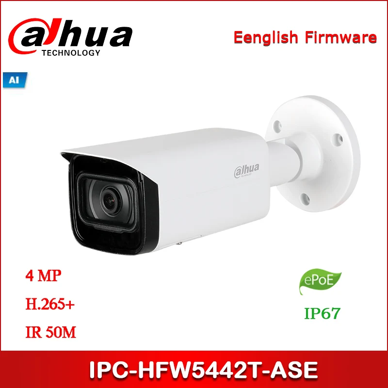 Dahua ip-камера IPC-HFW5442T-ASE 4MP WDR IR Bullet AI Поддержка сетевой камеры ePOE