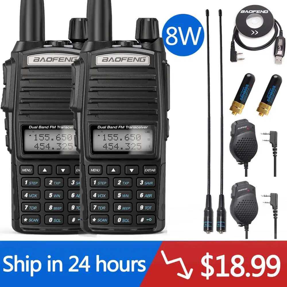 Портативная рация BaoFeng UV-82 Plus 8 Вт 2 шт. двойная PTT станция коммуникатор UV5R
