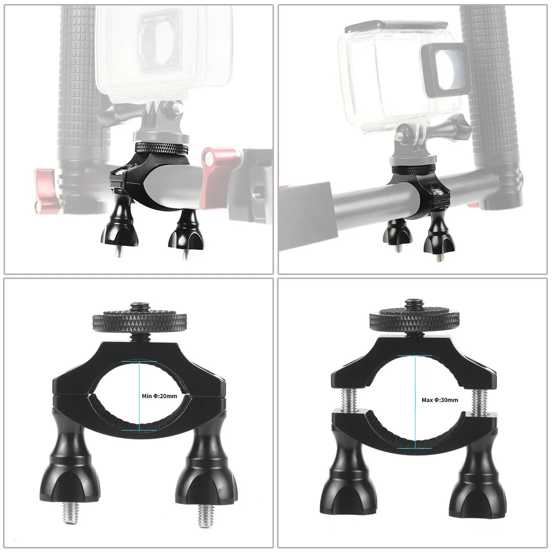 Fahrrad Fahrrad Motorrad Lenker Halterung Clip Halter 1/4 "Stativ Adapter für GoPro 13 12 für insta360 X4 Osmo 360 ° Actionkamera – Detail 3
