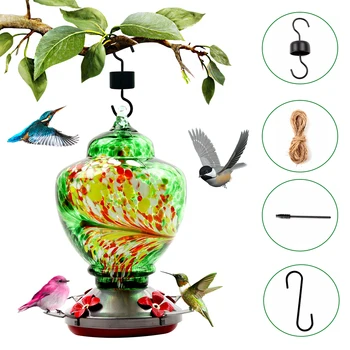 

Automatic Hanging Home Pet Dispenser Hummingbird Feeder Yard Drinking Outdoor Garden Easy Clean Bird Supplies Hand Blown Glass