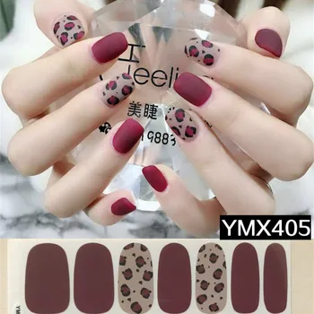 

14tips HOT 1 Sheet Adhesive Finger Nail Stickers 3D Full Cover Wraps DIY Decals Adhesive Nail Stickers Long-lasting