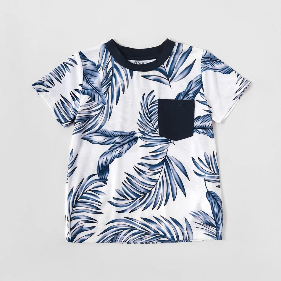 PatPat Mosaic Family Matching Floral Series Blue and White Porcelain Color Set Children's Clothing