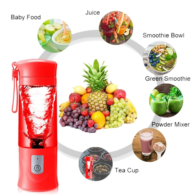 420ML USB Electric Safety Juicer Cup, Fruit Juice Mixer, Mini Portable Rechargeable/Juicing Mixing Crush Ice and Blender Mixer