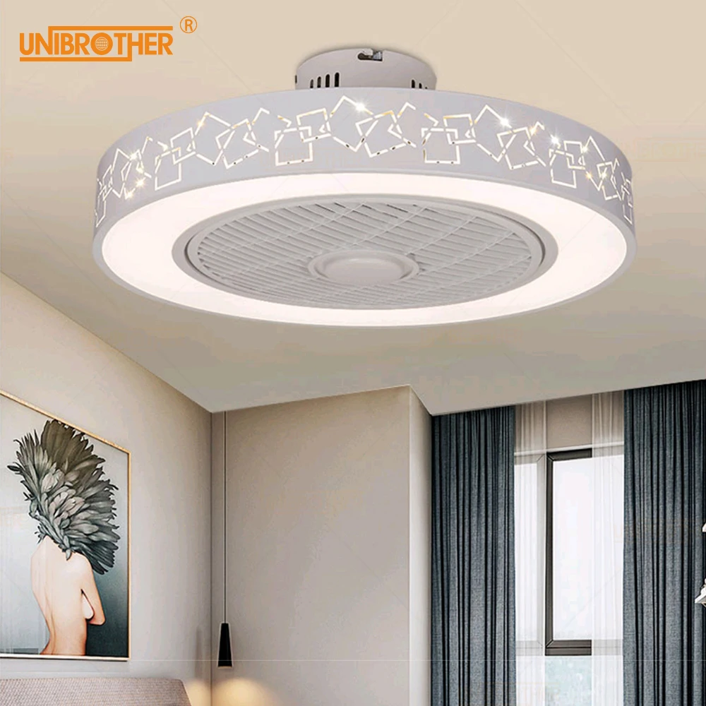 

LED ceiling fan+lamp with remote control light suppot mobile phone app bluetooth connect invisible fans home lighting goodsleep