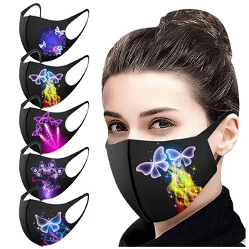 

5PC Masks Adult Reusable Prints Protection Face Mask Washable Ear Hook Mouth Caps Protective Reuseable Face Shield Mouth Cover