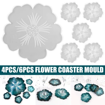 

Coasters Resin Flower Mold Silicone DIY Handmade Epoxy Compote Mold Petal Tray LKS99