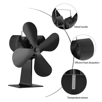 

Ultra-quiet Fireplace Fan 203CFM 1000RPM Heat Powered Wood Stove Fan New