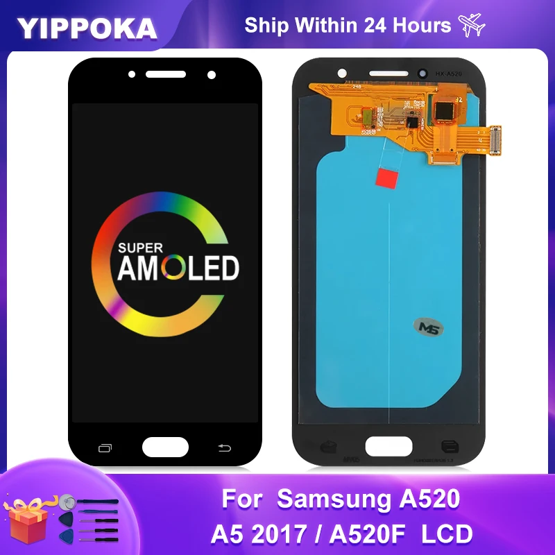 Super AMOLED для Samsung Galaxy A5 2017 A520 ЖК-дисплей сенсорный дигитайзер сменные детали в сборе