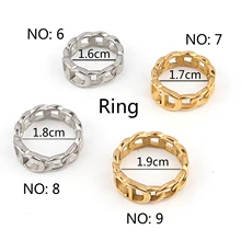 Hiphop Punk Stainless Steel Rings For Women Fashion Finger Women's Rings Gold Ring Rings Chain Ring Geometric Rings Jewelry Gift