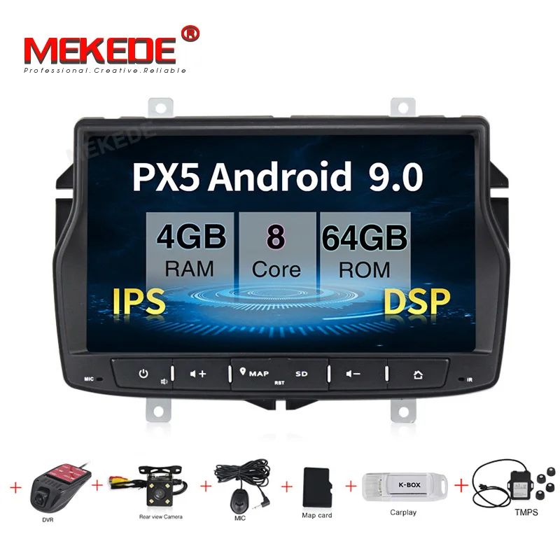 PX5 4 Гб+ 64 ГБ Android 9,0 автомобильный магнитофон gps dvd-плеер для Lada vesta Встроенный gps навигация canbus WiFi BT DSP ips NAVI - Цвет: cm DVR carplay DAB