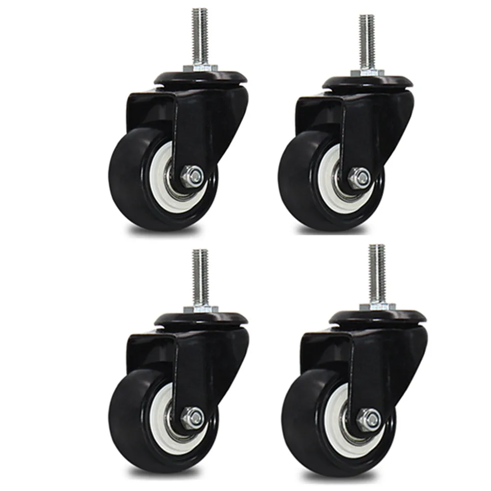 1.5 ''/2'' roulettes pivotantes 4 pièces M10 roulettes pivotantes en caoutchouc avec 360 degrés chaque capacité de roue 50kg/110Lbs