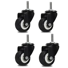 1.5 ''/2'' roulettes pivotantes 4 pièces M10 roulettes pivotantes en caoutchouc avec 360 degrés chaque capacité de roue 50kg/110Lbs