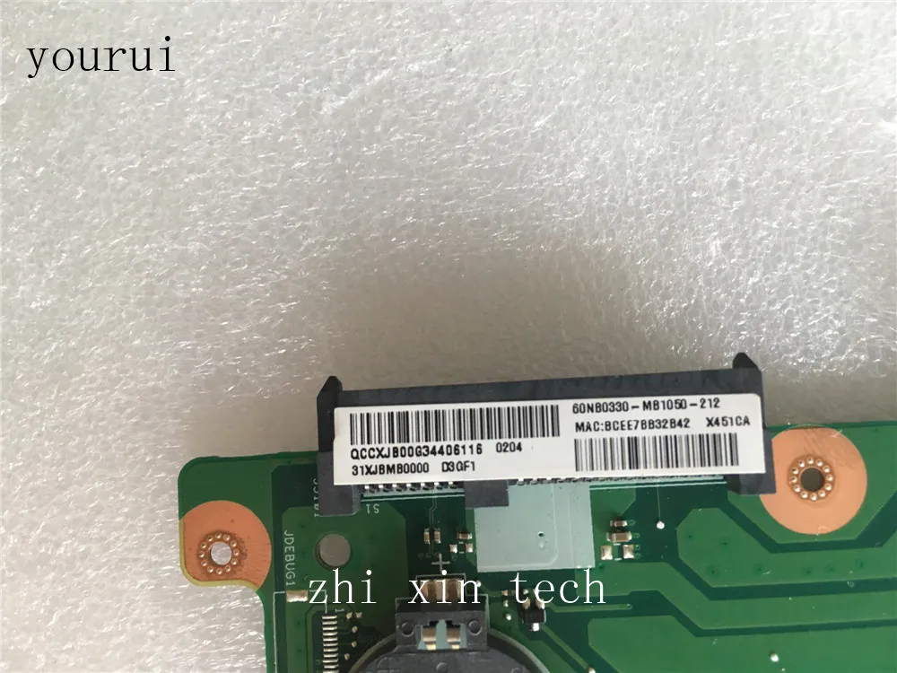 Yourui оригинальная материнская плата для ASUS X451CA, материнская плата для ноутбука REV 2,1 с процессором 4 Гб оперативной памяти, тестовая работа, идеальная