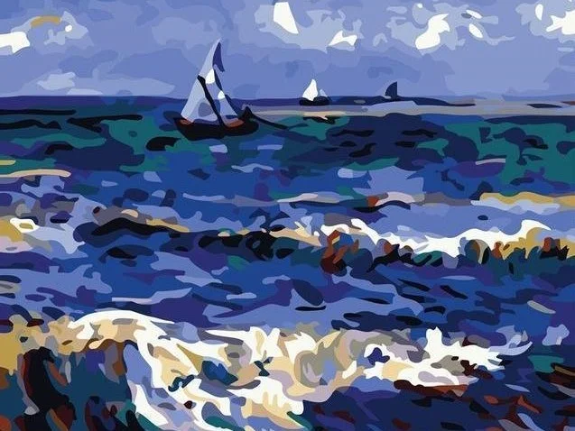 Paint by Number Kits for Adults and Kids Sea Waves Sailing Seascape Gift for Friend DIY Painting 40X50Cm no Frame