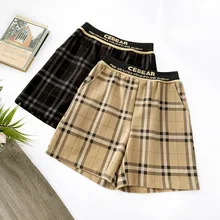 ^#Cheap AcFirst Autumn Winter Black Khaki Polyester Shorts Women High Waist Short Bottom Formal Plaid Casual Plus Size Woolen Elastic ^#Cheap AcFirst Autumn Winter Black Khaki Polyester Shorts Women High Waist Short Bottom Formal Plaid Casual Plus Size Woolen Elastic
