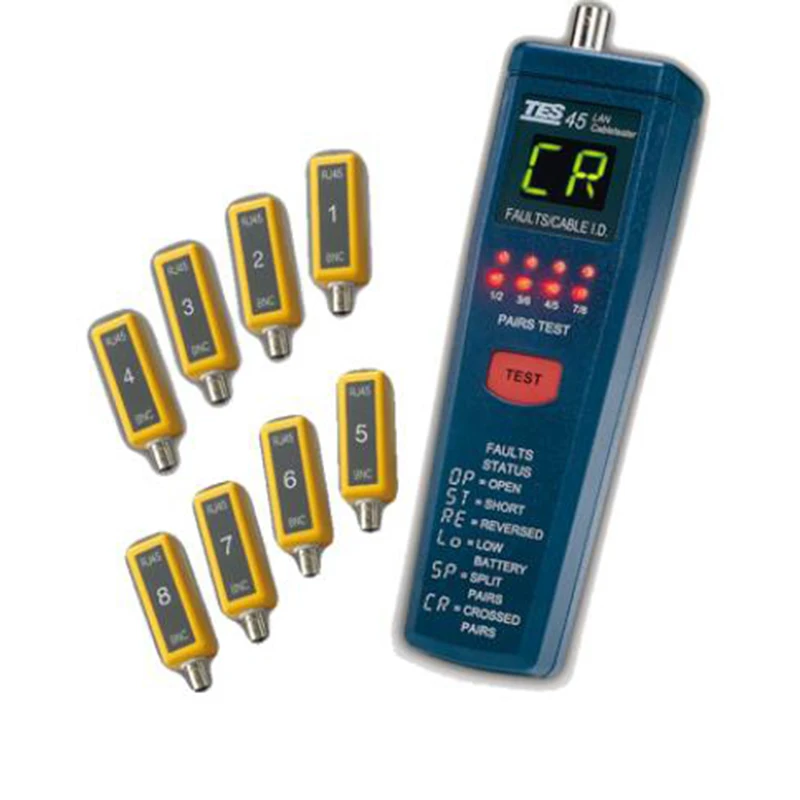 

TES-45A CAT-5 LanCable Tester Over Voltage(Max 56V)is Provided to Prevent Damage from Miss Connecting to Live Circuit of Network