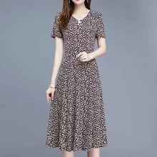 Vestido femenino novedad de verano retro estampado delgado de manga corta vestido de gran tamaño XL-6XL alta calidad elegante y cómodo vestidos
