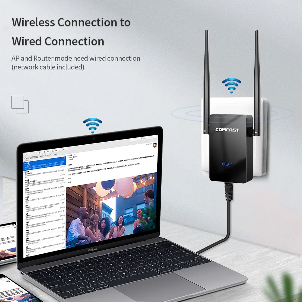 Беспроводной Wi Fi ретранслятор COMFAST 300 Мбит/с 802.11n/b/g сетевой удлинитель усилитель