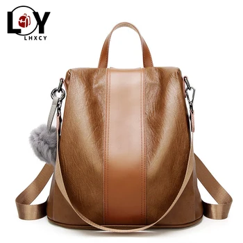 

Anti-thief Women Backpack Vintage Pu Leather Shoulder Bag Multifunction Designer Travel Bag Waterproof For Teenagers School Bags