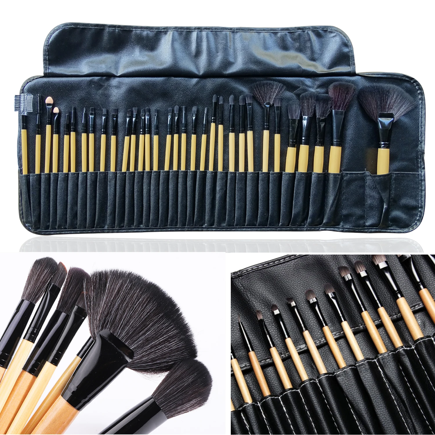 Juego de brochas de maquillaje profesionales, base y polvos cosméticos, sombra de ojos, colorete, difuminado, con bolsa, 32 Uds.