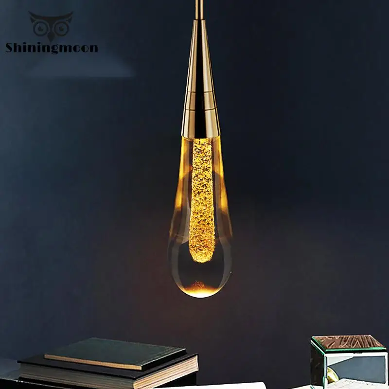 

Modern Luxury Cyrstal LOFT Pendant Lights Gold Plating Kitchen Hotel Pendant Lamp Nordic Bedroom Living Room Hanging Fixture