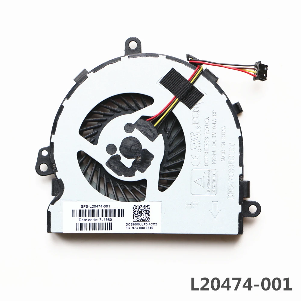 DENGHUXIE L20474-001 pour HP 15-DB 15-AC 15-AY 15-AF 15-BF 15-BS 15-BW 15-BD 15g-ad 250G4 255G4 250 G5 255 G5 250 G6 250G6 255G6 250G7 255G7 256G7 TPN-C125 TPN-C129 TPN-C130 TPN-C136 CPU COOLING FAN