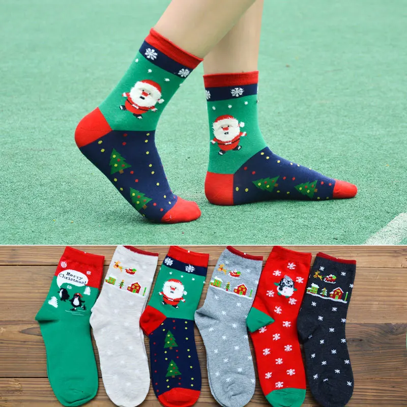 

Christmas women's socks autumn and winter new ladies Christmas stocks female tube Santa cotton socks