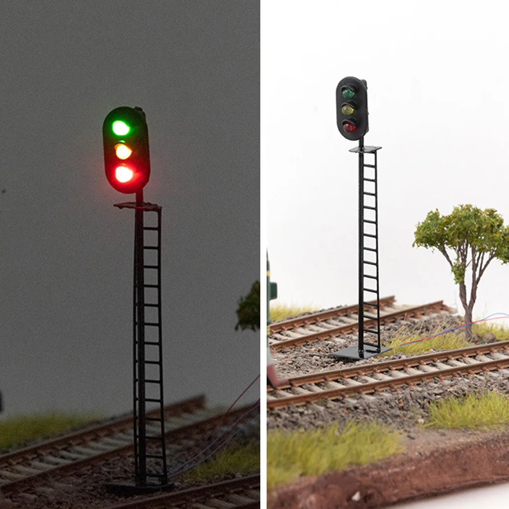 3X 00 Model Railway 3 Aspect Light Signal 3/12 VOLT DC OO GAUGE Pre Wired Building Sand Table Models Scenery Railroad Decoration