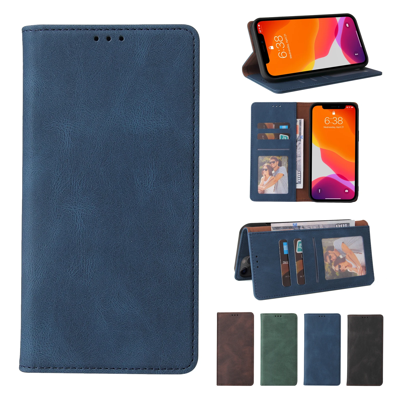 Bao Da Flip Wallet Dành Cho Xiaomi Redmi Note 9 8T 8 7 6 5 Pro 4x Đỏ MI 5 plus 8 8A 9A 9C 7A 6A 4A Funda Poco F1 Đứng Bao Da