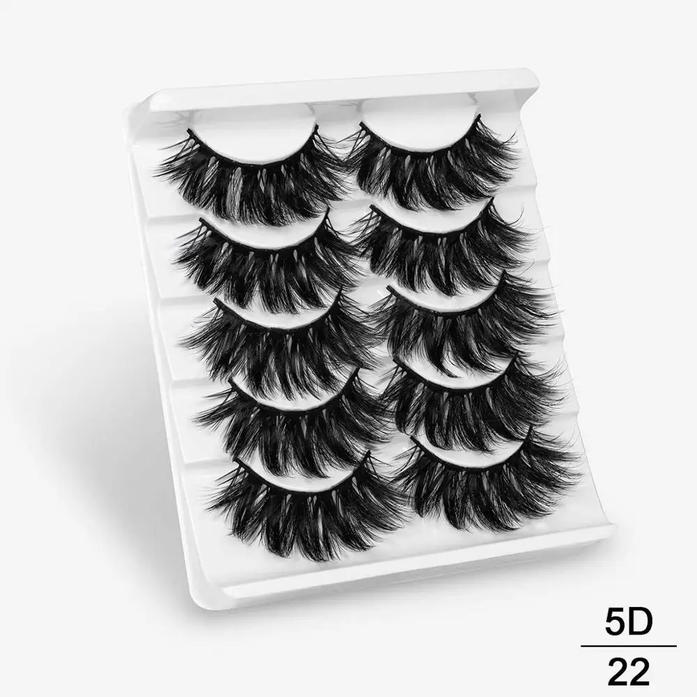 2/5 пар 3D искусственным мехом норки, накладные ресницы в естественном стиле/толстые длинные ресницы тонкими макияж Красота клей для наращивания ресниц инструменты для макияжа бровей - Цвет: 5D22