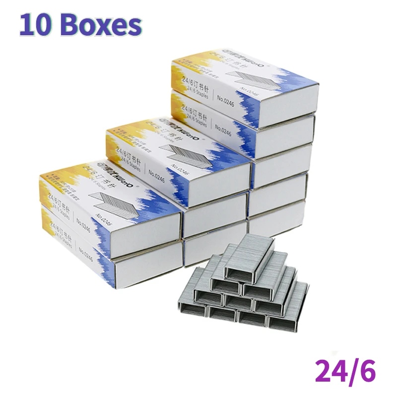 10BoxesStainlessSteelStaplesOfficeStationeryWholesale1000pcs