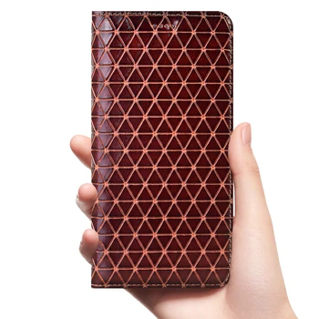 

Grid Texture Genuine Leather Case For Oukitel C3 C4 C8 C11 C12 C13 C15 C16 C17 Pro Flip Leather Cover Cell Phone Cases