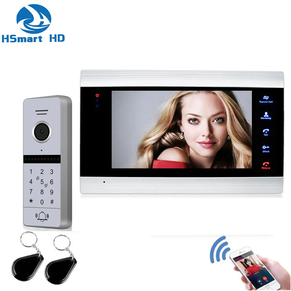 7 inch Wired 3G 4G WiFi IP Video Door Phone Doorbell Intercom System with Password RFIC Card Door Access Control System