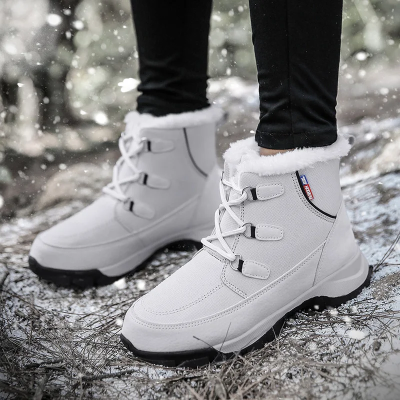 

Womens Winter Snow Boots Womens Fashion High Top Plus Velvet Warm Wear-resistant Anti-slip Cushioning Waterproof Casual Shoes