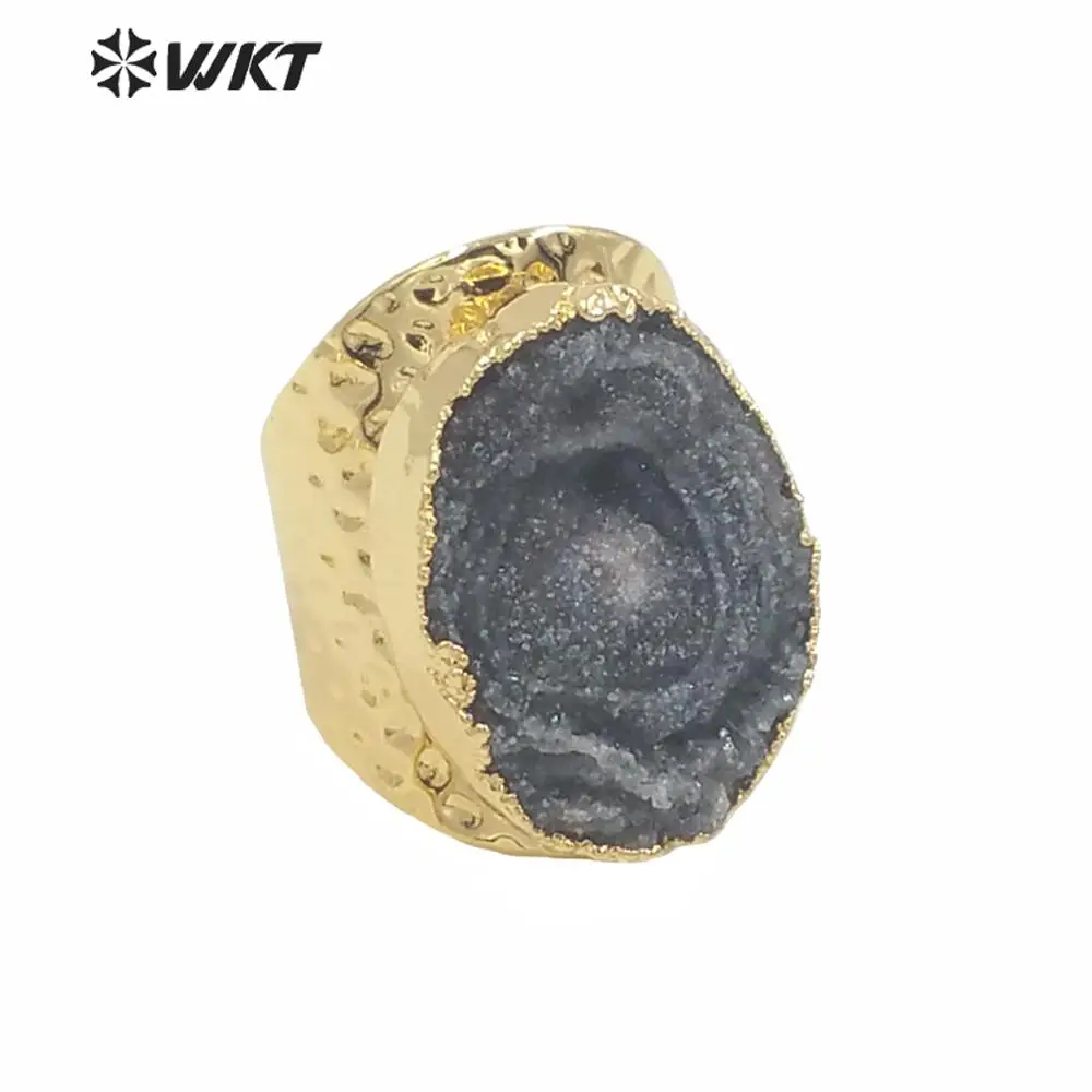 Потрясающие кольца для сигар raw druzy at gate с 24 каратным золотом и гальваническим