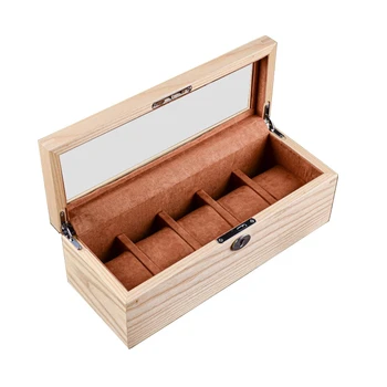 

Luxury 5 Grids Handmade Wood Watch Box Wood Clock Box Watch Case Time Box for Watch Holding