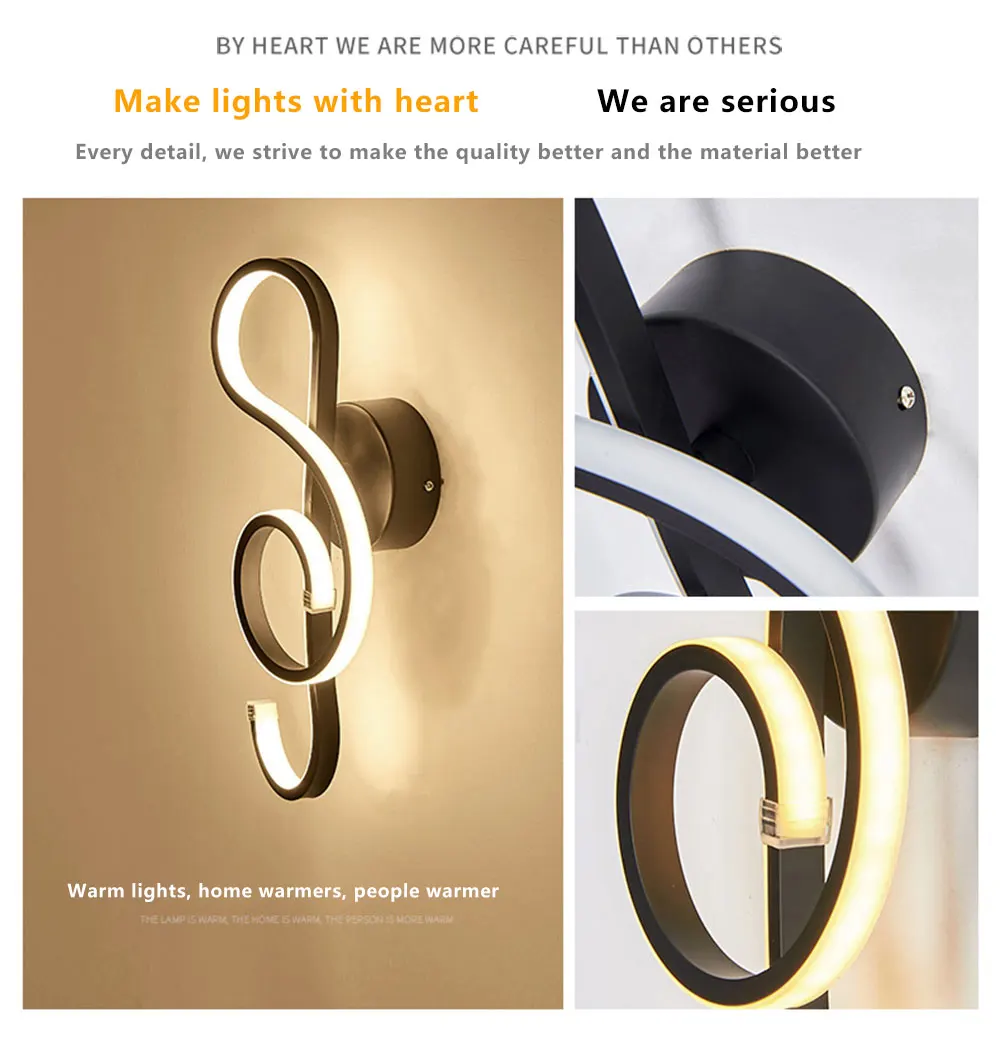 wall lights for living room Modern Minimalist Wall Lamps Living Room Bedroom Bedside Luster AC90V-260V LED Indoor black white Lamp Aisle Lighting decoration sconce light