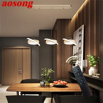

AOSONG Pendant Light Fixtures LED with Remote Control Dimmable Modern Home Decorative For Dining Room Restaurant Bar
