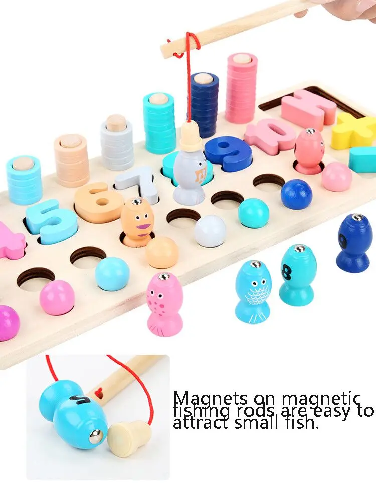 Детская деревянная игрушка Монтессори материалы учатся считать цифры соответствующие магнитные рыболовные игры Раннее Образование Обучение Математика игрушка