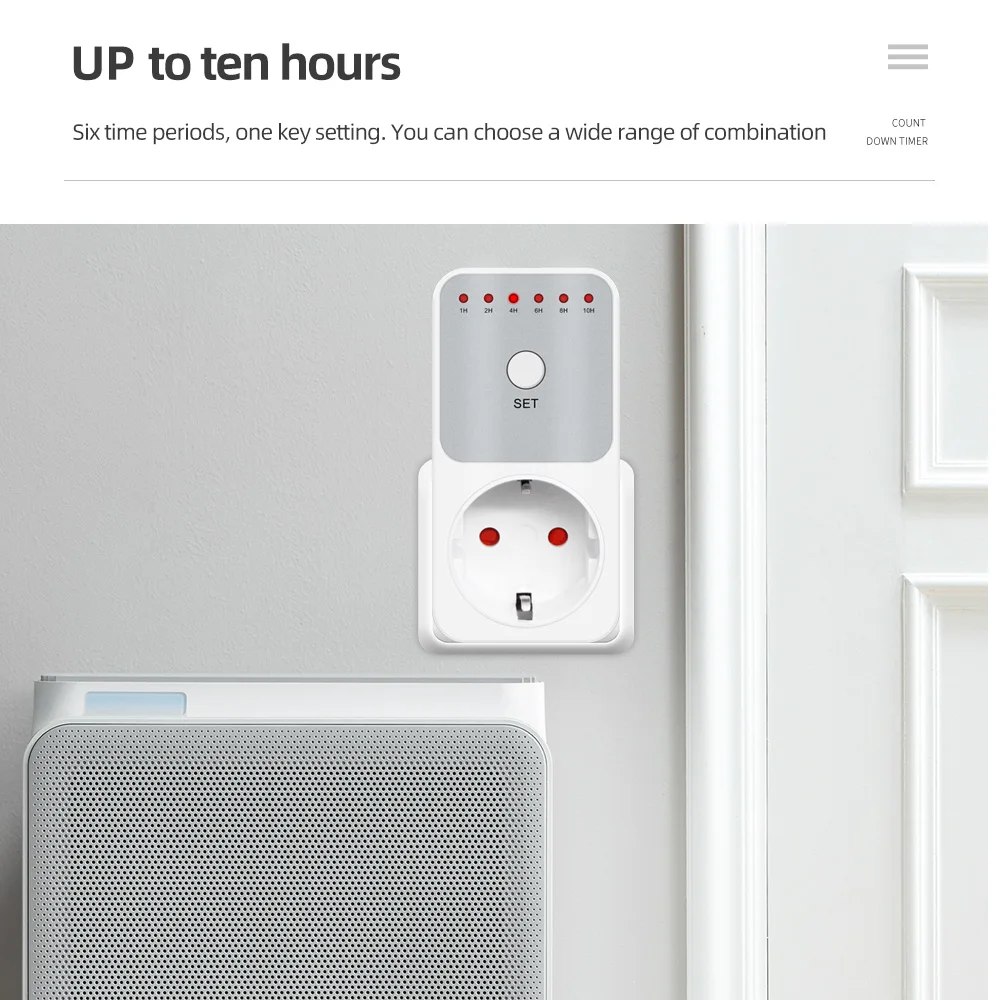 Timer Switch TM04 10Hr Countdown Timer Switch Socket Electronic Power Meter Intelligent Time Setting Control Socket Smart Control Plug-In