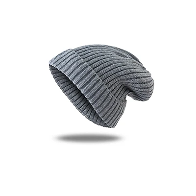 Однотонная шапка бини для осени зимы шапки женские мужские корейские теплые вязаные смешанные хеджирующие кепки Женские повседневные уличные хлопковые Лыжные шапки унисекс - Цвет: Gray
